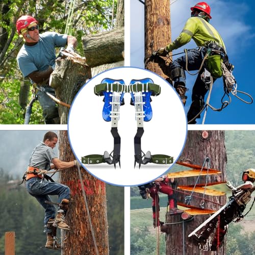DJEMMPS Tree Climbing Spike, Tree Climbing Spike Set 2 Gears Non-Slip Tree Climbing Gear, Tree Climbing Tool Equipment wit...
