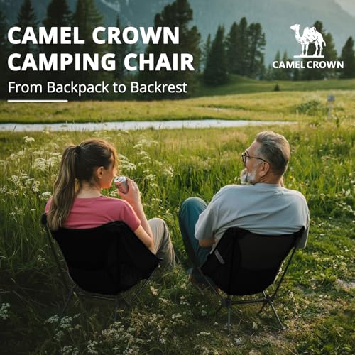 CAMEL CROWN Camping Chair Heavy Duty Backpacking Chair - Ultra-Light Folding Chair with Carry Bag, Portable Compact for Ou...