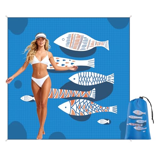 HAGUL Large Size Beach Mat 75"x75" – Outdoor Picnic Blanket, Waterproof Sand Mat for Camping, Grass & Travel, Portable Fol...