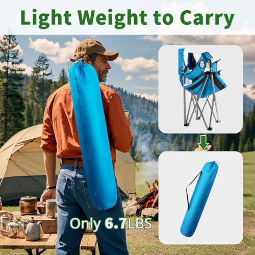 Camabel Folding Camping Chairs Oversized Heavy Duty Padded 400 LBS Beach Chair Portable Outdoor Lawn Chairs with Cup Holde...