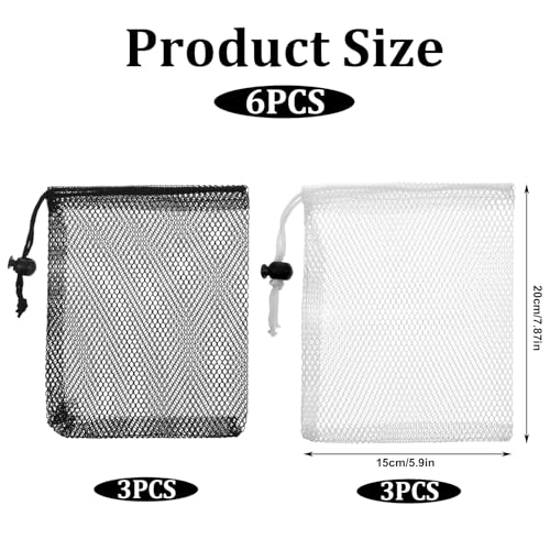 6Pcs Small Mesh Bags Black Small Drawstring Bags Nylon Bait Bag with Drawstrings Chum Bag for Saltwater Fishing Mesh Stora...