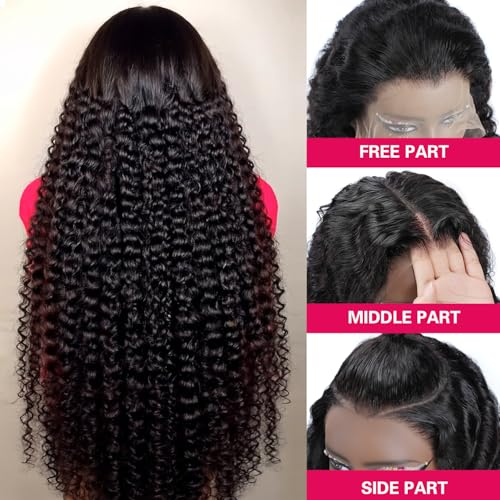 20 Inch Deep Wave Lace Front Wigs Human Hair 13x6 HD Lace Front Wigs Human Hair Pre Plucked 180% Density Deep Curly Wigs for Black Women