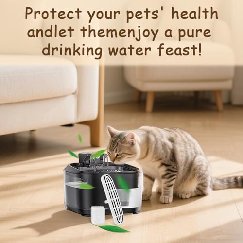 6 Pcs Cat Water Fountain Filters and 6 Pump Sponges, Wireless Stainless Steel Kitty Cat Drink Water Fountain Filters Repla...