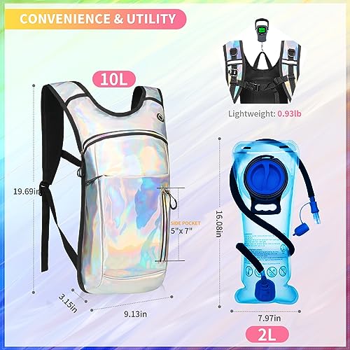 Hydration Backpack, Water Backpack with 2L Hydration Bladder, Rave Backpack Hydration Pack, Festival Essential for Raves, ...