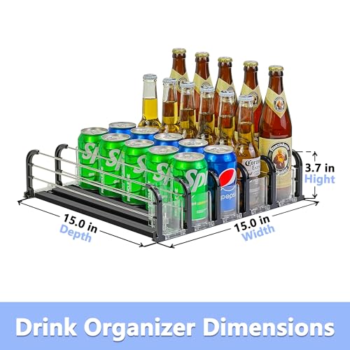 Yedyoi Drink Organizer for Fridge, Soda Can Organizer for Fridge, Self-Pushing Glide Drink Dispenser for Refrigerator-Hold...