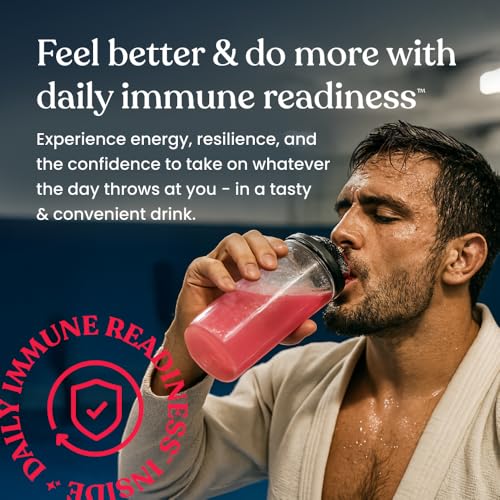 Immune Ready™ Electrolytes Powder Packets – Vitamin C Immune Support Drink Mix with Zinc, D3 & Beta Glucan – Low Sugar Hyd...