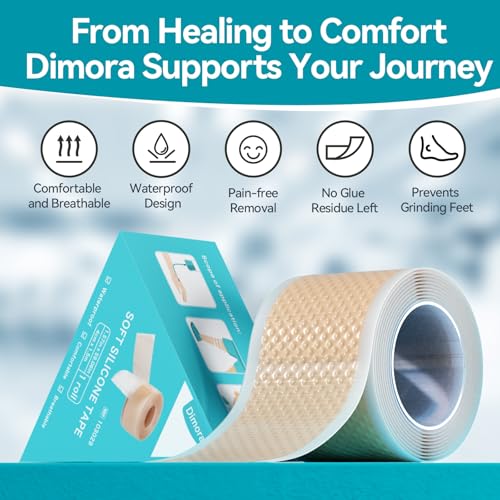 Dimora Silicone Medical Tape - Hypoallergenic First Aid Tapes with Easy Tear Design, Pain-Free Removal Surgical Tapes for ...