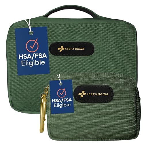 Keep Going Travel First Aid Kit Bundle of 2 Kits, First Aid Kit for Car, Home, Dorm, & Boat with Latex-Free Bandages – Tra...