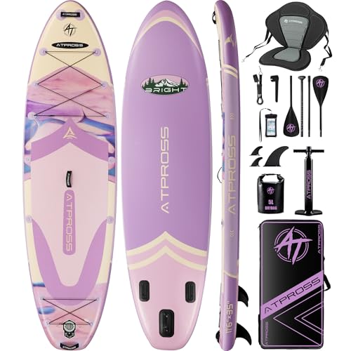ATPROSS 11'6"x35" Inflatable Paddle Board, 450lbs Extra Wide Stand Up Paddleboard for Adults with Premium SUP Accessories ...