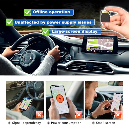 RVgolf Navigation Car GPS SD Card Compatible with 2016-2018 Mazda 3, 2016-2020 CX-5/CX-9, 2016-2024 Mazda 6/CX-3/MX-5, GPS...