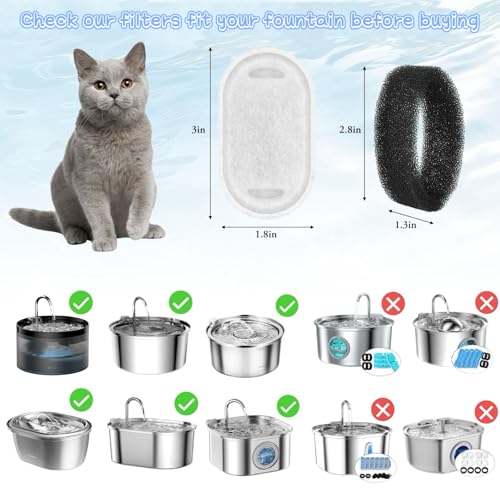 28+28 Pack Cat Water Fountain Filters, Pet Water Fountain Filters Replacement for Dog/Cat Stainless Steel Fountain 108oz/...
