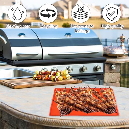 OMASUNB 17 Inch Silicone Griddle Mat for Blackstone, Orange Heavy Duty Food Grade Silicone Griddle Cover, Ideal for Grilli...