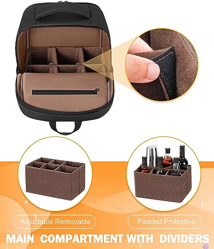 PEKREWS Bartender Bag, Travel Bartending Backpack for Carrying Bar Kit, Portable Bar Bag for Tools Set Storage Cocktail Sh...