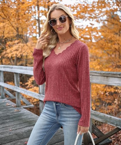 JomeDesign Womens Sweaters Casual Long Sleeve V Neck Lightweight Tunic Pullover Sweater Tops