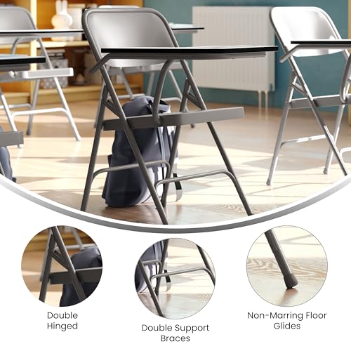 Flash Furniture Ralph Premium Steel Folding Chair with Right Handed Tablet Arm