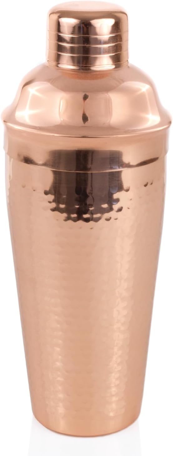Twine Hammered Cocktail Shaker for Cold Brew Cocktails, Margarita, Whiskey Sour, Stainless Steel Martini Shaker with Strai...