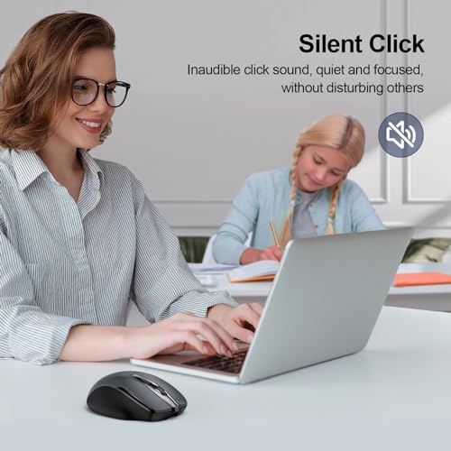 TECKNET Wireless Mouse (BT5.0/3.0 & 2.4G) Rechargeable 4800 DPI Silent USB A & Bluetooth Mouse 6 Buttons, Wide Compatibili...