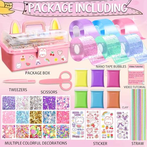 BENWIL 6 PCS Nano Tape Bubble Bubbles Kit for Kids with Box, Squishy Maker Making Kit, Birthday Gifts for 4 5 6 7 8 9 10 Y...