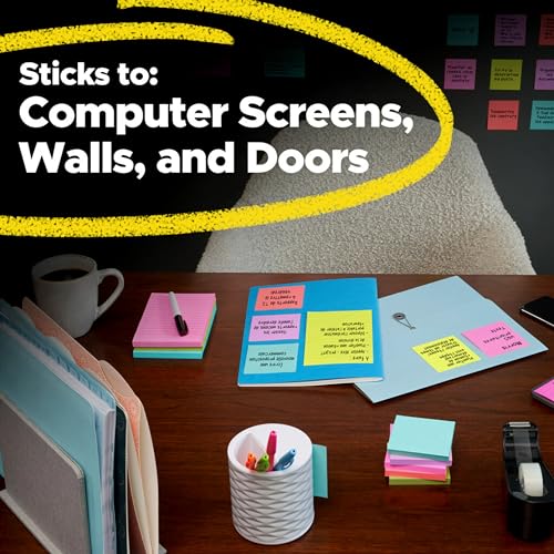 Post-it Super Sticky Notes, 24 Sticky Note Pads, 3 x 3 in., Ideal for Organization in Your Dorm, Home or Office, 2X The St...