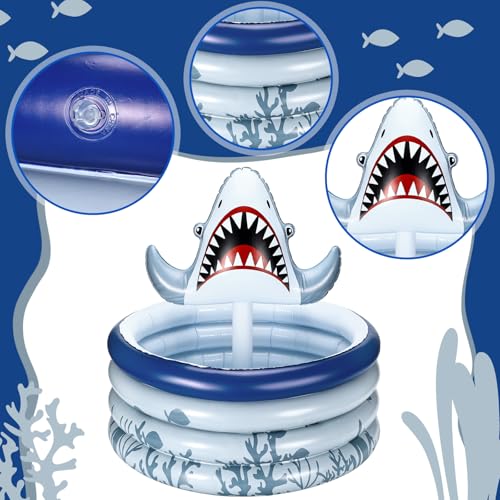 Bencailor Shark Party Decorations Summer Birthday Inflatable Cooler Blow Up Drink Cooler Reusable Floating Ice Chest Summe...