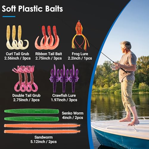 SMMYMGF Fishing Lures Tackle Box Kit,Saltwater Freshwater Fishing Gear and Equipment,Including Bionic Swimbait,Top Water b...