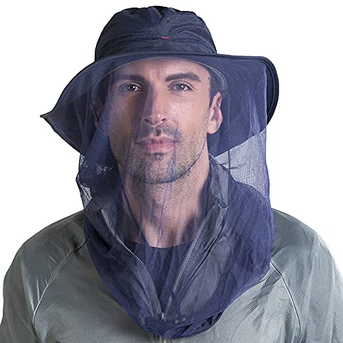 Peicees 2Pcs Head Net Hats for Men Women Adventure Fishing Hat Safari Hat for Hunting Camping Hiking, Navy Blue and Dark Gray