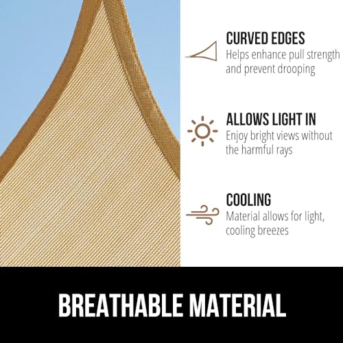 GORILLA GRIP Heavy Duty Sun Shade, UV Protection Fade Tear and Rust Resistant Rectangle Sunshade Canopy, Curved Edges Bloc...