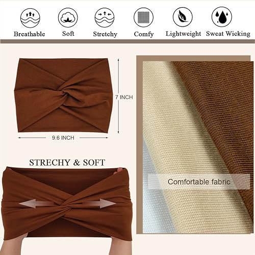 Sefiinh Extra Wide Headbands For Women 7'' Large Headband Twist Head Bands Women's Hair Band Stretchy Turban Styling Acces...