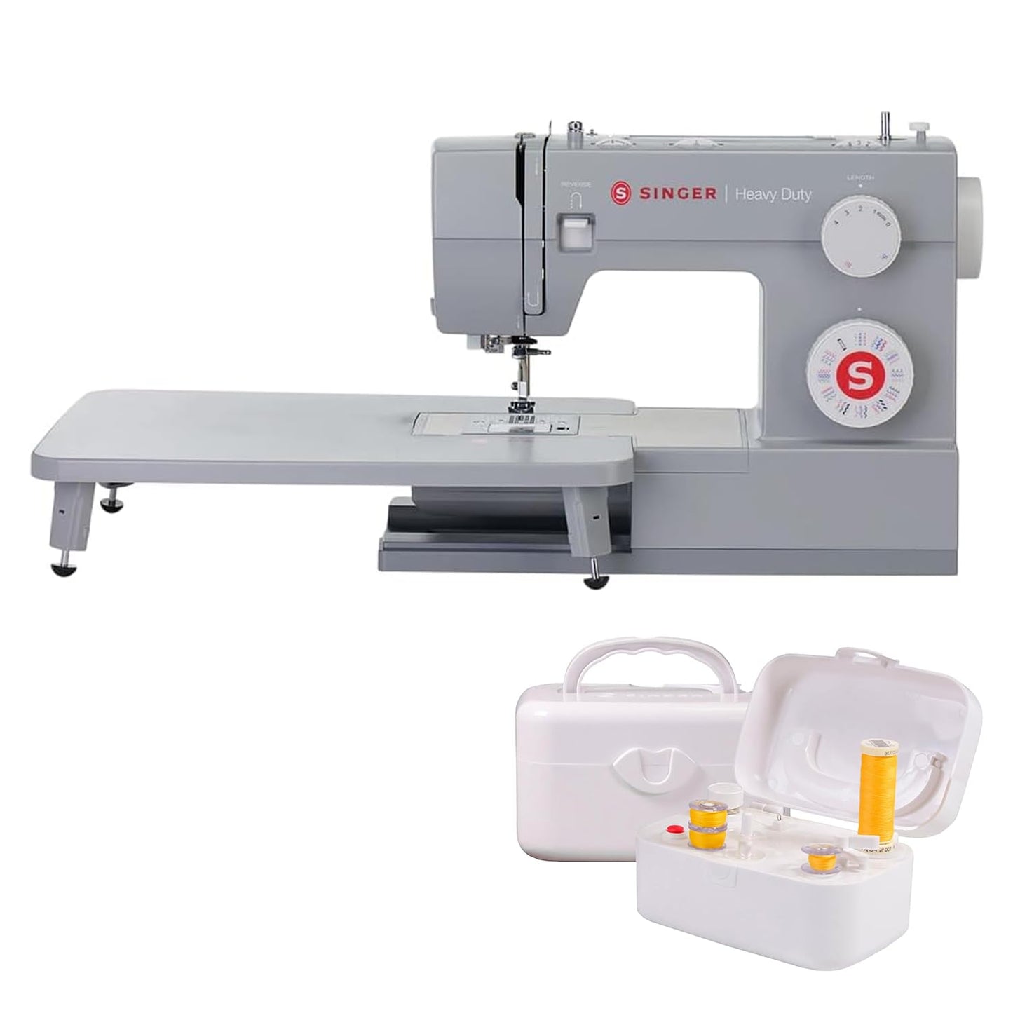 SINGER® 6380M Heavy Duty Sewing Machine with Extension Table for Larger Projects, Packed with Specialty Accessories + SINGER | Bobbin Winder for Sewing Machines - for Class 15 and 15J Bobbins