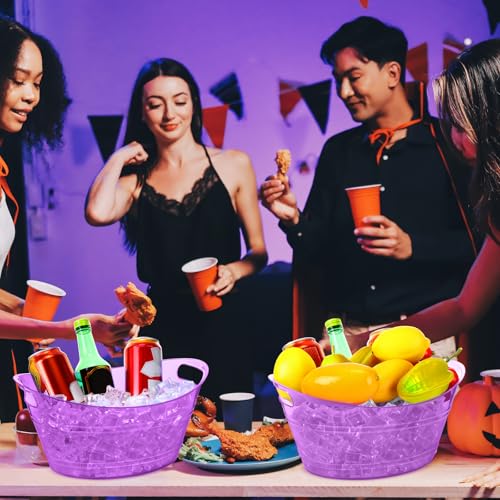meekoo 6 Pcs Plastic Ice Buckets Bulk with Handles 4.5L Oval Storage Tub Large Capacity Ice Drink Bucket for Party Bar Win...