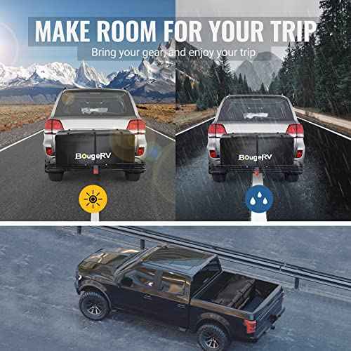 BougeRV Hitch Cargo Carrier Bag with Lock Waterproof Soft Shell 20 Cubic Feet (59" 24" 24") Cargo Bag for Hitch Carrier Include 8 Reinforced Straps for Truck Pickup RV All SUV with Hitch Cargo Basket