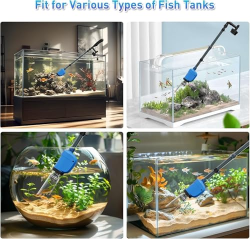 FOUSIUTIM 6-in-1 Electric Aquarium Gravel Cleaner, 530GPH Fish Tank Vacuum with Water Changer, Sand Washer & Debris Remove...