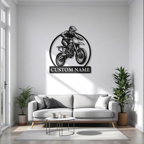 Personalized Dirt Bike Metal Sign – Custom Name Motocross Wall Art – Iron Decoration for Garage, Man Cave, or Outdoor Extr...