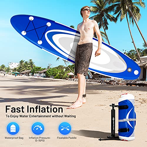Goplus Inflatable Stand up Paddle Board, 10'/10.5'/11' SUP 6" Thick with Premium Accessories, Adjustable Aluminum Paddle, ...