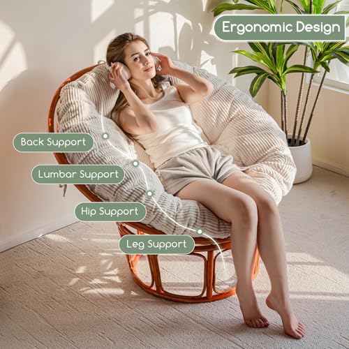 HIGOGOGO Papasan Chair Cushion with Corduroy Cover (Without Chair), 48 x 48 Inch Supportive Cushion, Overstuffed Chair Cus...