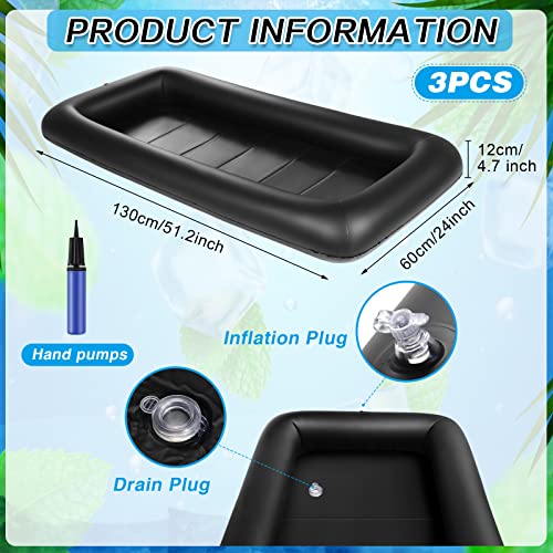 Leitee 3 Pcs Inflatable Serving Bar 52 x 24 x 5'' Ice Buffet Serving Tray Drink Cooler with Drain Plug Inflatable Pool Bar...