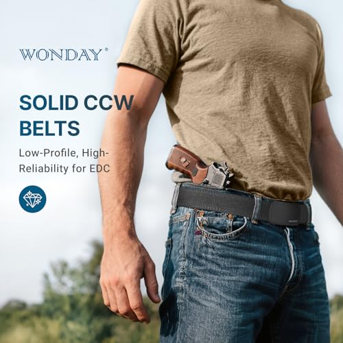 WONDAY Tactical Gun Belt Patented Ratchet CCW Rigid Men EDC Stiff Heavy Duty Work 1.5" Battle Concealed Carry Nylon Belts