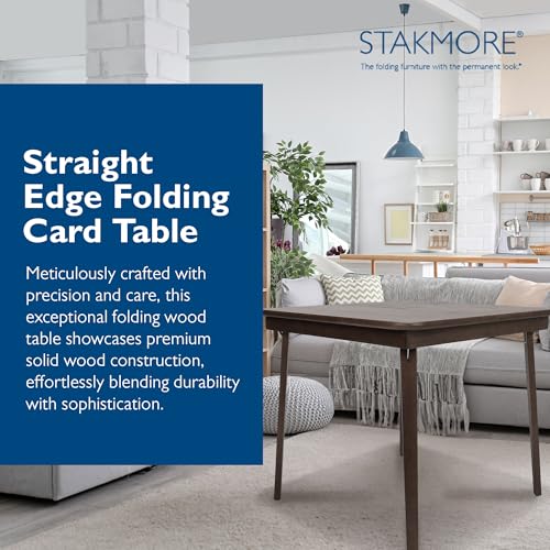 MECO Stakmore Classic Straight Edge Wood Folding Card Table, Espresso Frame