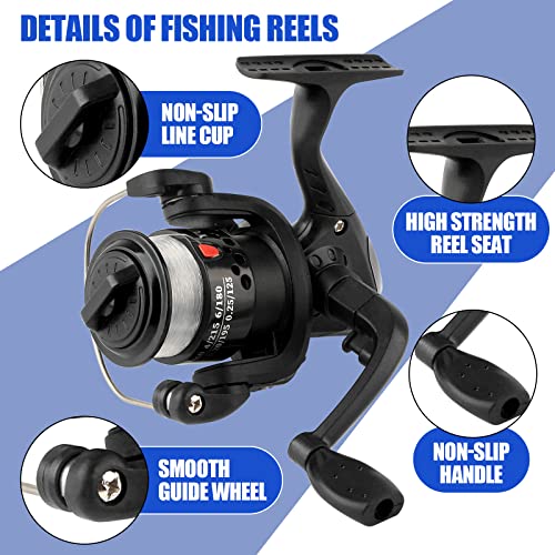 Fishing Rod Reel Combos Collapsible Fishing Rod Kit, 2PCS Telescopic Fishing Pole+2PCS Spinning Reels+Lures Hooks+Tackle B...