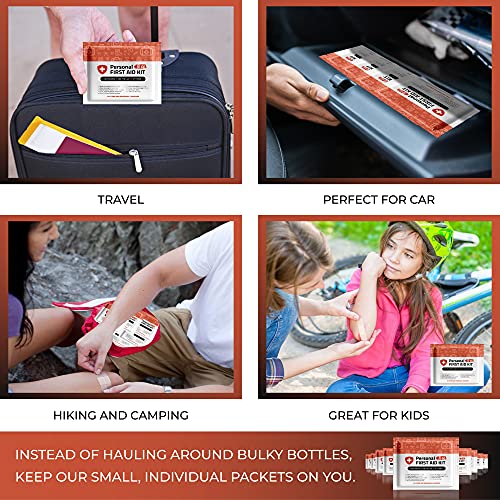 Personal First Aid Kit- 10 Pack | Clean, Treat, Protect Minor Cuts, Scrapes and Burns | Perfect for Home, Office, Car, Sch...