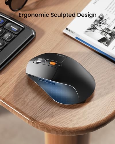 ProtoArc Ergonomic Foldable Keyboard Mouse, XKM03 Portable Folding Bluetooth Keyboard Mouse Combo for Business and Travel,...