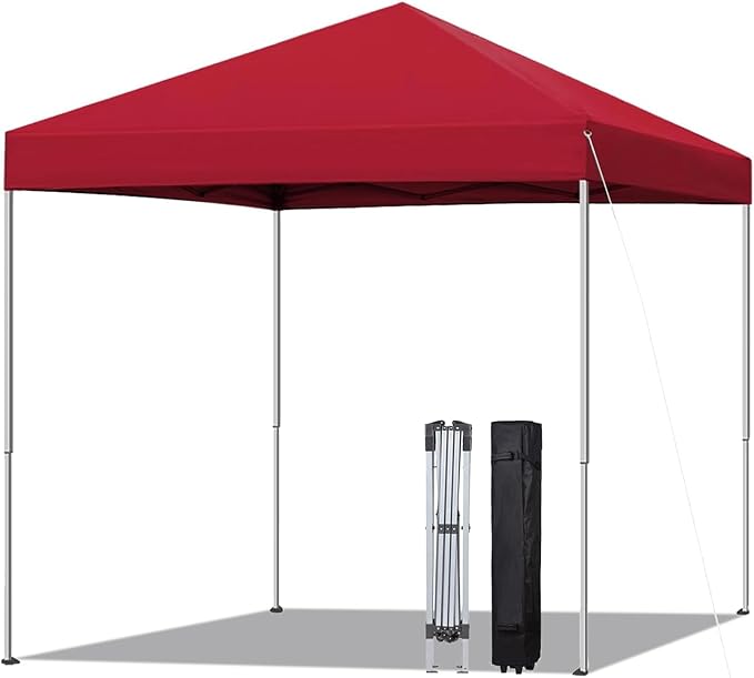 6x6 Pop Up Canopy Tent, Easy Setup Canopy for Outdoor Shades (Red) ﻿