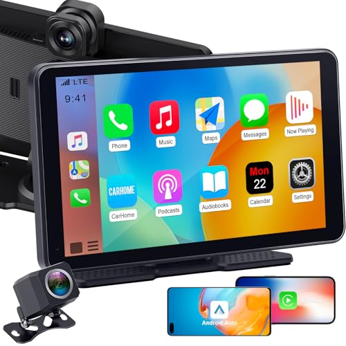Wireless Apple CarPlay with Dash Cam: 7″ Carply Screen for Car with Backup Camera - 5-Min Plug-and-Play Upgrade for Older ...