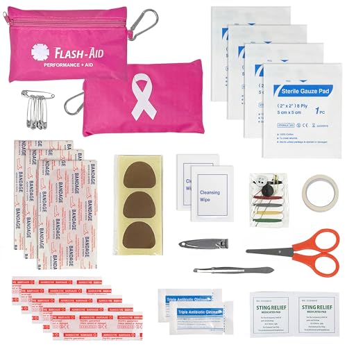 Pink Ribbon First Aid Kit – 2-Pack Compact Travel IFAKs for Breast Cancer Awareness Events – Mini First Aid Kits for Walk...