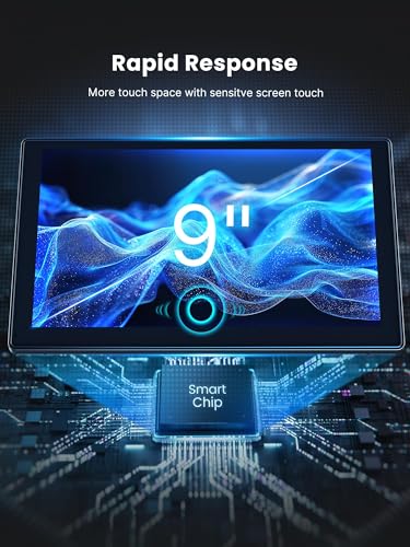 Portable CarPlay Screen for Car, 9'' Wireless Apple CarPlay & Android Auto Screen for Car, 4K Dash Cam, 1080P Backup Camer...