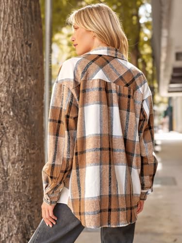 AUTOMET Shackets for Women Plaid Flannel Shirts Fall Winter Jackets Cute Tops Trendy Western Cowgirl Outfits Teen Girls Coats