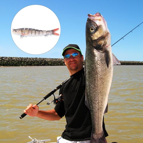 Fishing Lures,Lifelike Swimming Jigging Fishing Lures Double-Blade Rotating Tail for Crappie Walleye Trout Floating Lure f...