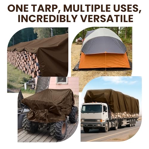 Hanjet Heavy Duty Tarp 9 Mil Outdoor Ultra-Light Multi-Purpose Waterproof Reinforced Durable Rip-Stop Tarps with Grommets...
