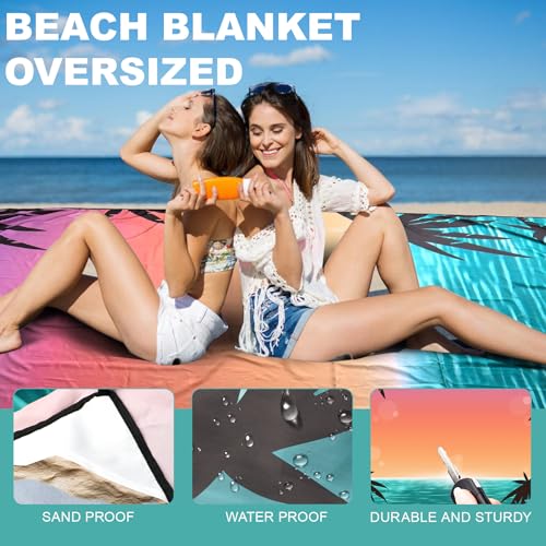 Koaizhsen Beach Blanket Waterproof Sandrproof Large Beach Mat 79" X 118" for 2-8 Adults Quick Drying Outdoor Picnic Mat 4 ...