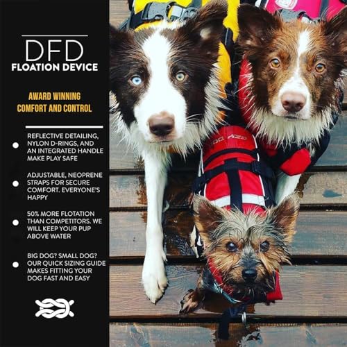 Ezydog DFD Dog Life Jacket - Adjustable Swimming Safety Vest with Reflective Trim & Durable Grab Handle - 50% More Flotati...